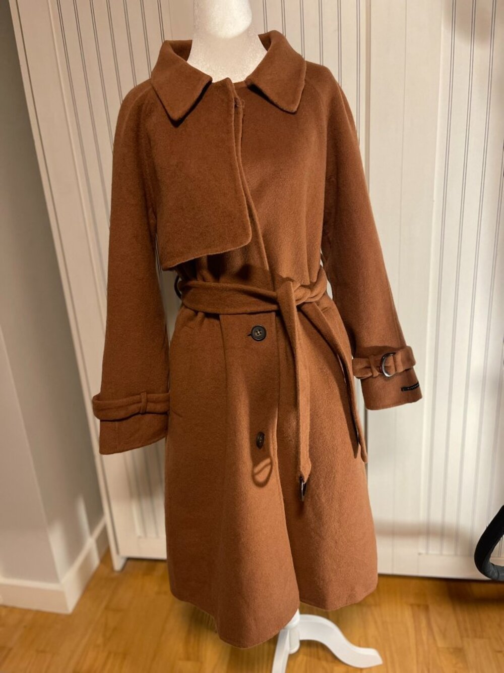 Room Maison de Room 100% Wool Belted Coat Brown Long Winter S/M
